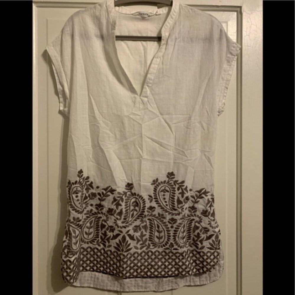 EUC Athleta Embroidered Luxe Kaftan Foxtail Taupe